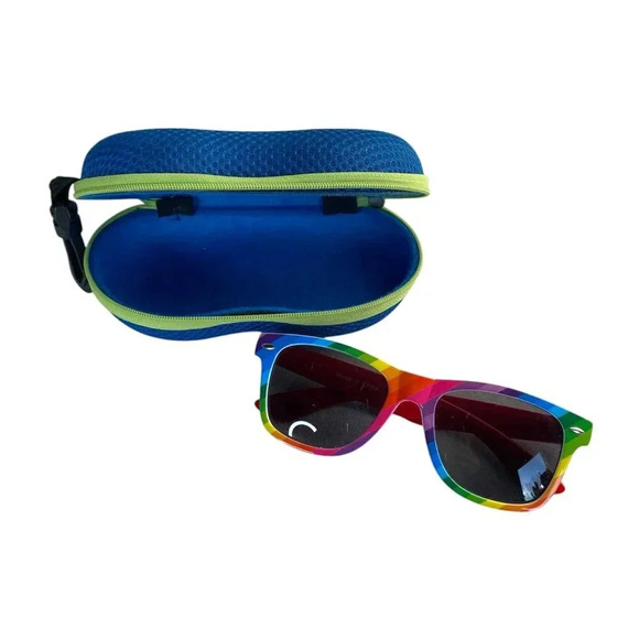 Skittles Candy Rainbow Striped Sunglasses LGBT Pride Party Shades Smoke Lens - Picture 2 of 7